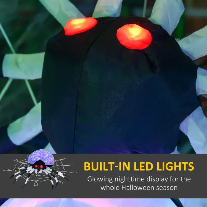 Inflatable Halloween Hanging Spider – LED Lights | Cobweb Design - Weather-Resistant Polyester HOMCOM - Little and Giant Explorers HOMCOM