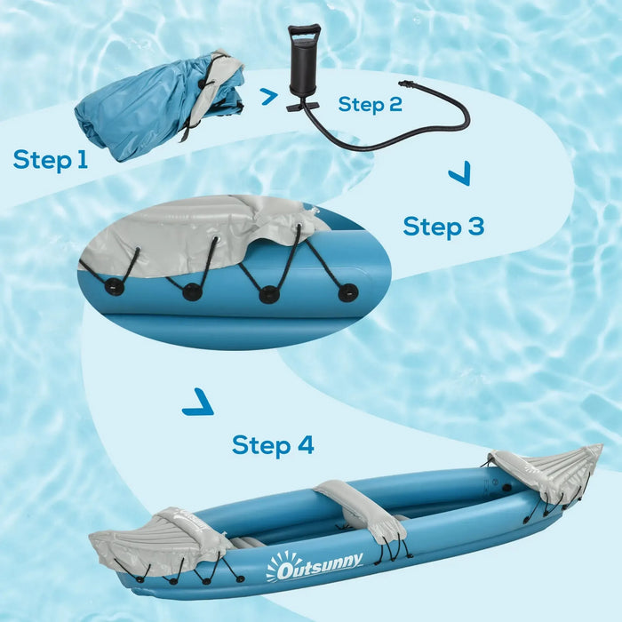 Inflatable Kayak with Air Pump and Aluminium Oars (2 persons) - Little and Giant Explorers Outsunny