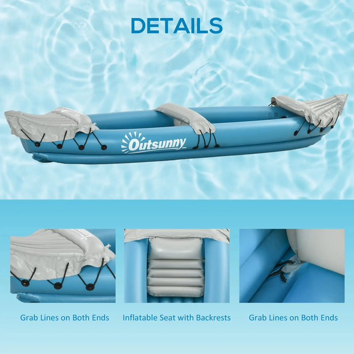 Inflatable Kayak with Air Pump and Aluminium Oars (2 persons) - Little and Giant Explorers Outsunny