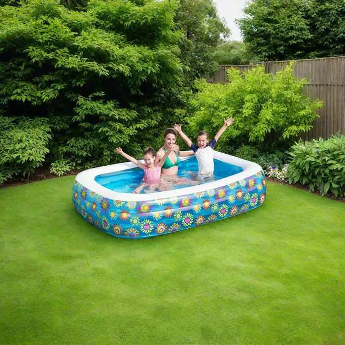 Inflatable Kids Pool Blue (229 x 152 x 56cm) - Little and Giant Explorers Bestway