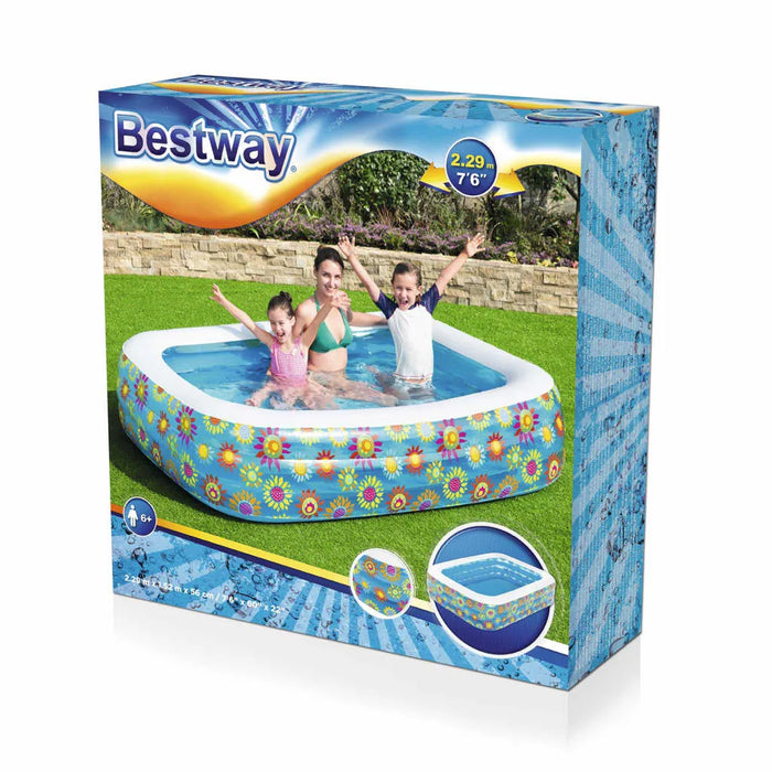 Inflatable Kids Pool Blue (229 x 152 x 56cm) - Little and Giant Explorers Bestway