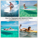 People using inflatable paddleboards for surfing, yoga, relaxing and paddling on clear water