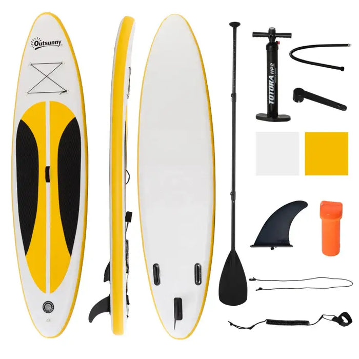 Inflatable Paddleboard Kit – 305cm | Yellow - Paddle, Pump, Backpack and 3 Fins Included OUTSUNNY - Little and Giant Explorers Outsunny