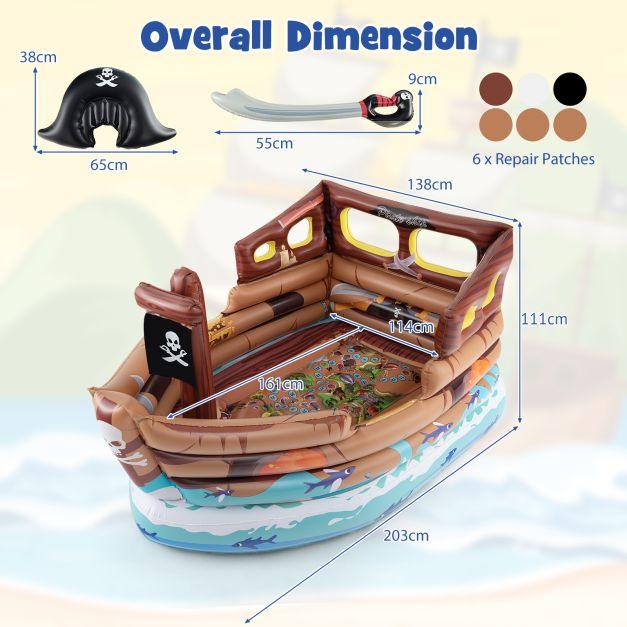 Inflatable - Pirate Ship - Playpen with Built in Motor - Little and Giant Explorers Costway