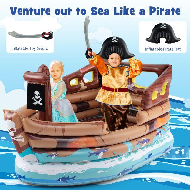 Inflatable - Pirate Ship - Playpen with Built in Motor - Little and Giant Explorers Costway