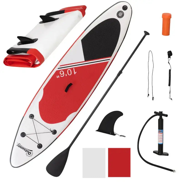 Inflatable Red SUP Board – 305cm | Paddle, Pump, Backpack and Fins Included OUTSUNNY - Little and Giant Explorers Outsunny