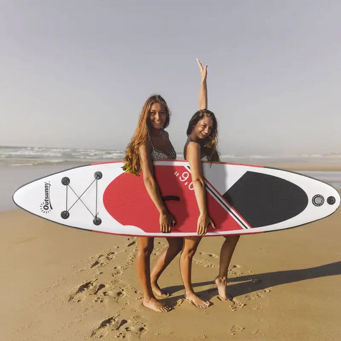 Inflatable Red SUP Board – 305cm | Paddle, Pump, Backpack and Fins Included OUTSUNNY - Little and Giant Explorers Outsunny