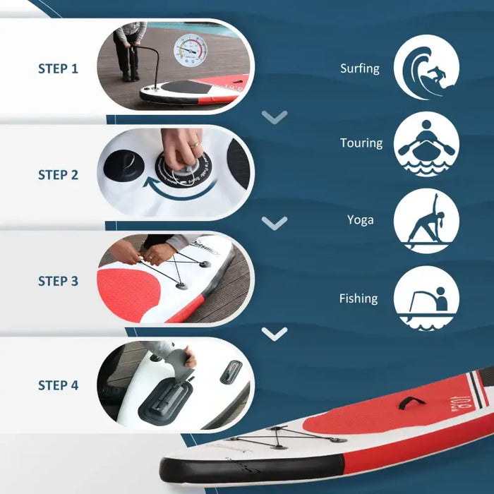 Inflatable Red SUP Board – 305cm | Paddle, Pump, Backpack and Fins Included OUTSUNNY - Little and Giant Explorers Outsunny