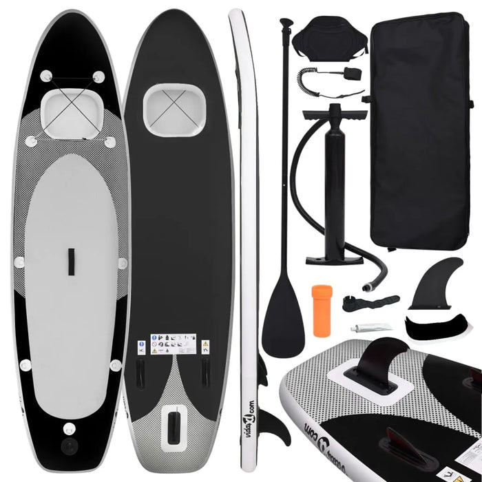 Inflatable Stand Up Paddle Board Set in Black - Little and Giant Explorers vidaXL