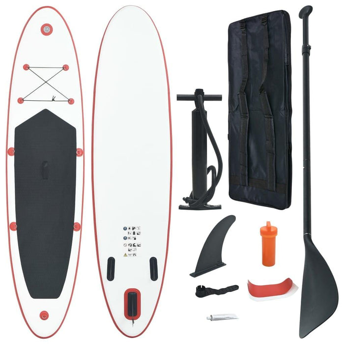 Inflatable Stand Up Paddleboard Set in Red and White - Little and Giant Explorers vidaXL