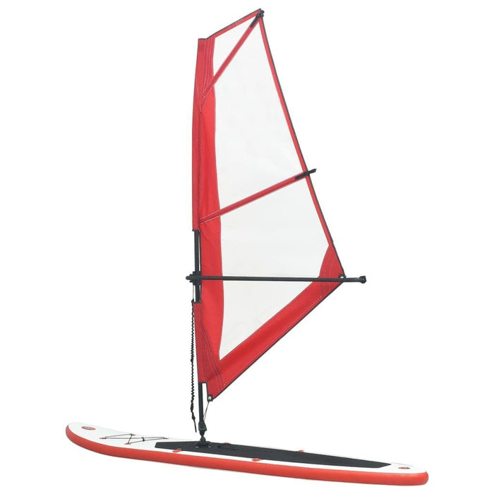 Inflatable Stand Up Paddleboard with Sail Set in Red and White - Little and Giant Explorers vidaXL