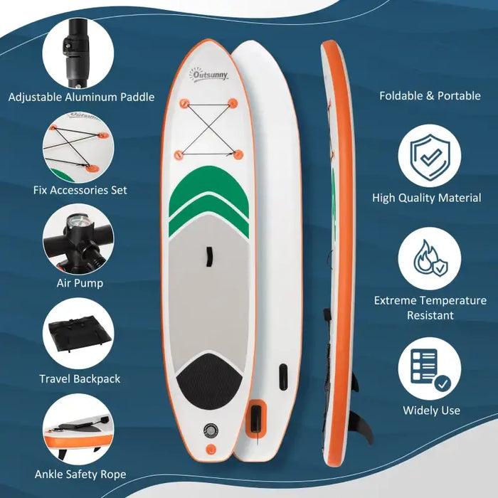 Inflatable SUP Board – 320cm | Paddle, Pump, Backpack and 3 Fins Included OUTSUNNY - Little and Giant Explorers Outsunny