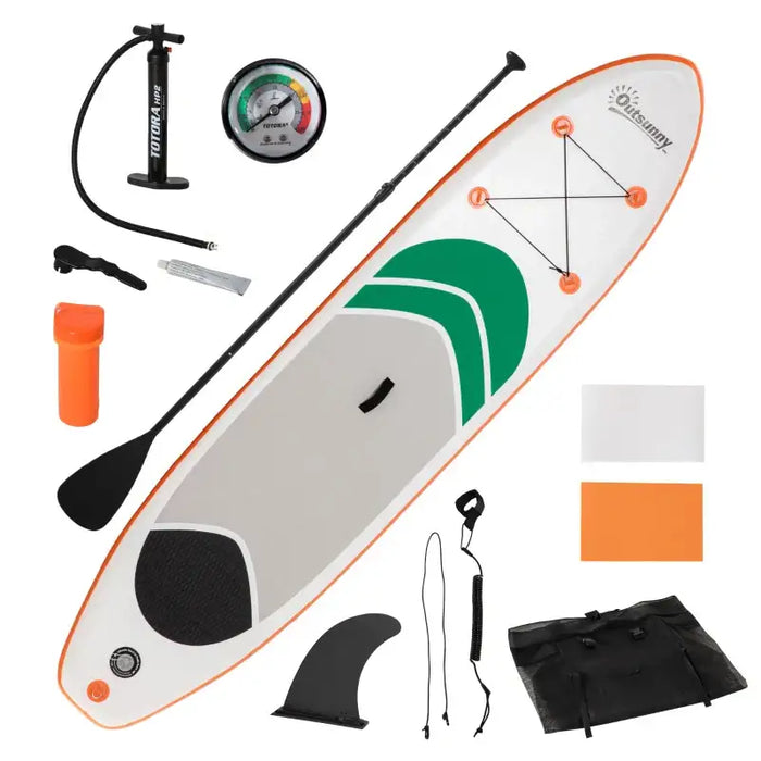 Inflatable SUP Board – 320cm | Paddle, Pump, Backpack and 3 Fins Included OUTSUNNY - Little and Giant Explorers Outsunny