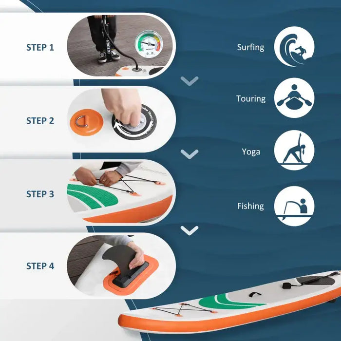 Inflatable SUP Board – 320cm | Paddle, Pump, Backpack and 3 Fins Included OUTSUNNY - Little and Giant Explorers Outsunny