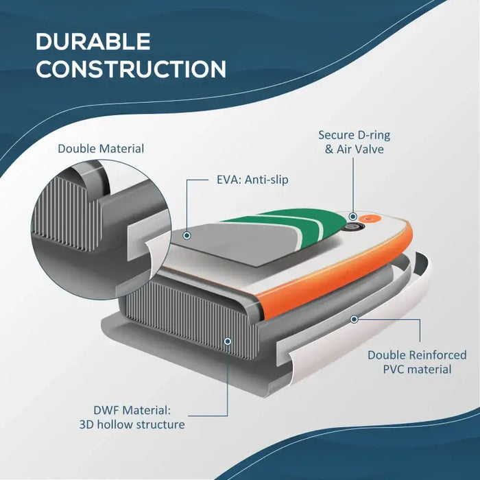 Inflatable SUP Board – 320cm | Paddle, Pump, Backpack and 3 Fins Included OUTSUNNY - Little and Giant Explorers Outsunny