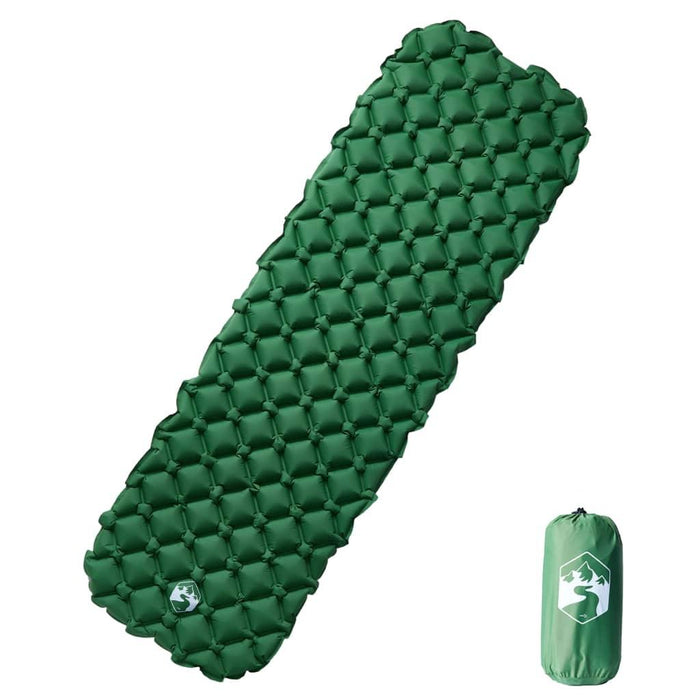 Inflating Camping Mattress in Green (1 person) - Little and Giant Explorers vidaXL