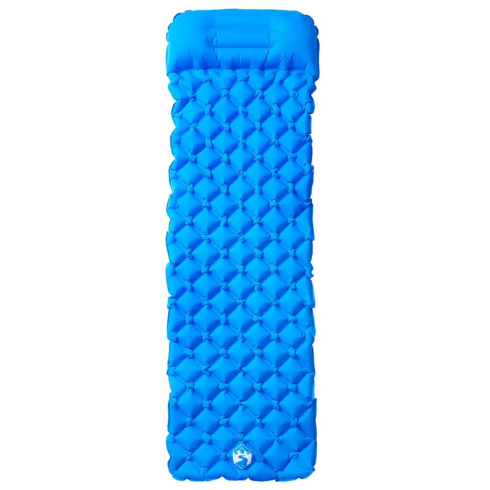 Inflating Camping Mattress with Pillow 1-Person Blue - Little and Giant Explorers vidaXL