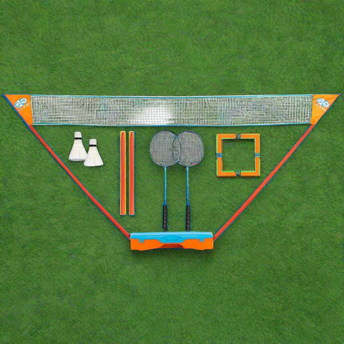 Instant Badminton Game Set in Blue and Orange - Little and Giant Explorers Get & Go