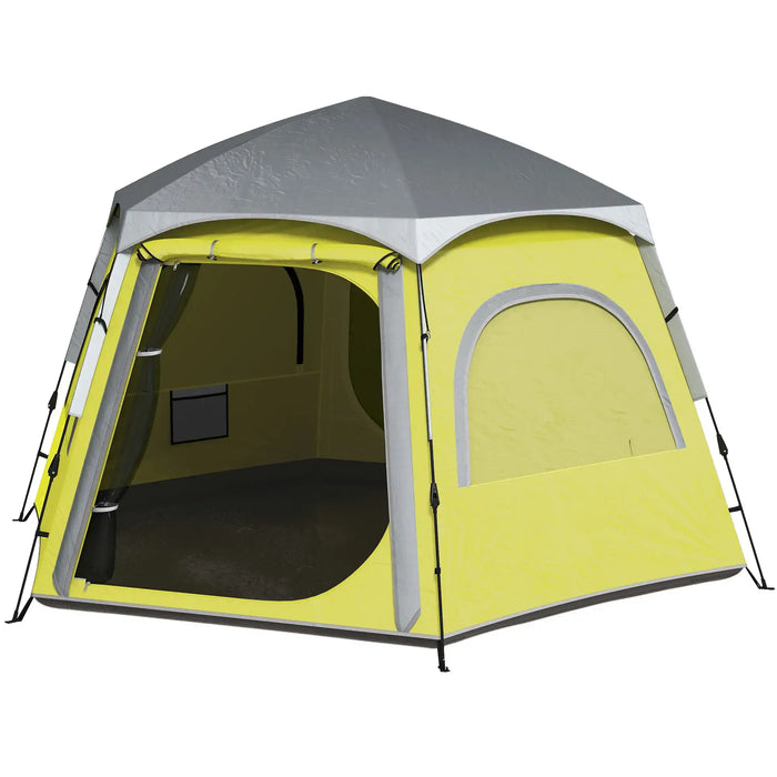 Instant Camping Tent with Vestibule in Yellow (2 - 4 persons) - Little and Giant Explorers Outsunny