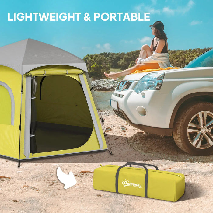 Instant Camping Tent with Vestibule in Yellow (2 - 4 persons) - Little and Giant Explorers Outsunny