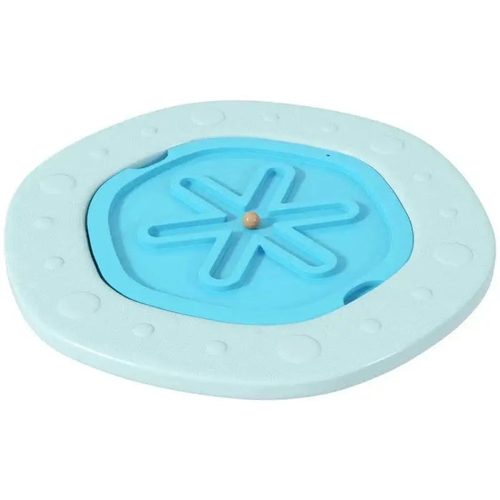 Blue interactive kids balance board wobble toy with ball maze