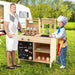 Interactive Wooden BBQ Grill Playset for Kids - Little and Giant Explorers Costway