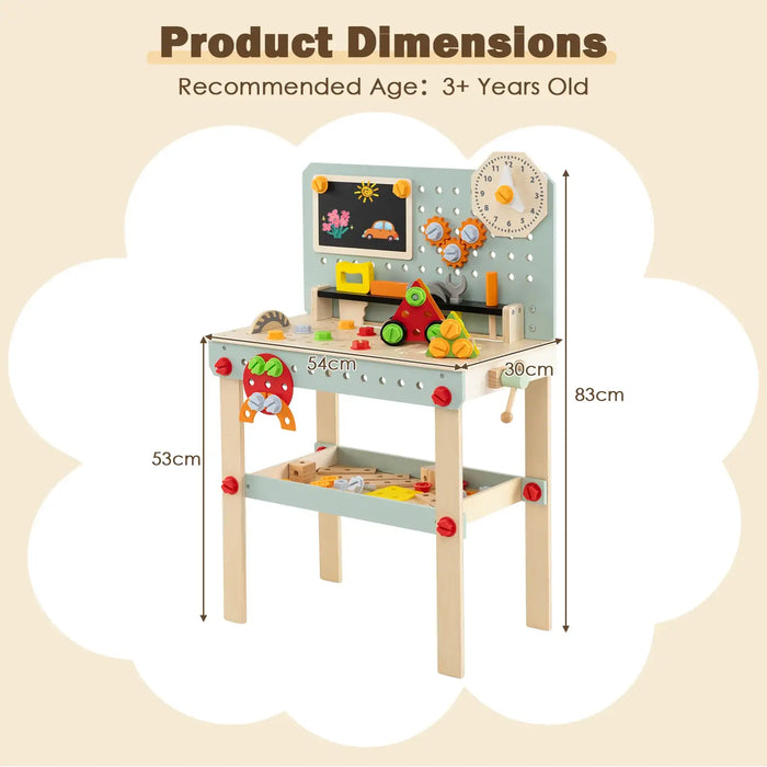 Kids Wooden Workbench with Interactive Features | MDF Plywood Construction - Little and Giant Explorers Costway