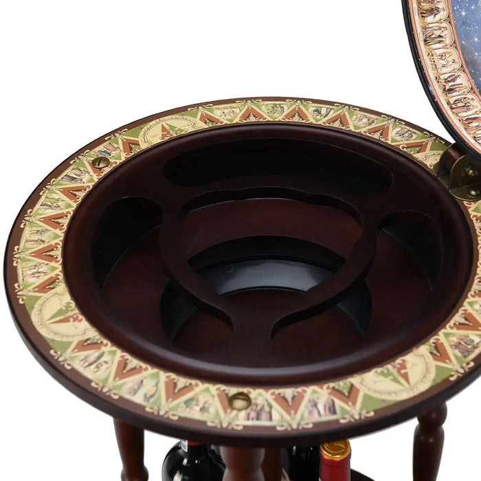 Italian-Style Globe Wine Rack – Antique Wooden Bar Cabinet | Hand-Painted Map Design COSTWAY - Little and Giant Explorers Costway