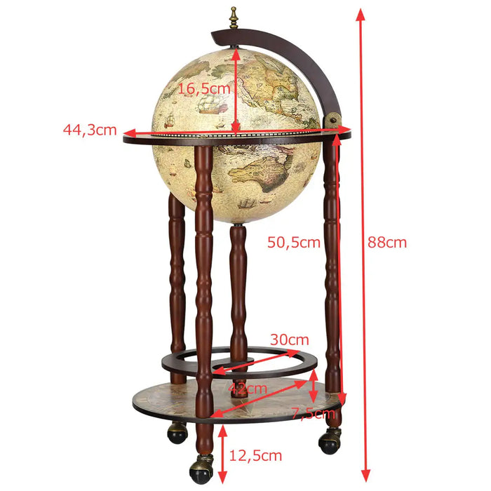 Italian-Style Globe Wine Rack – Antique Wooden Bar Cabinet | Hand-Painted Map Design COSTWAY - Little and Giant Explorers Costway