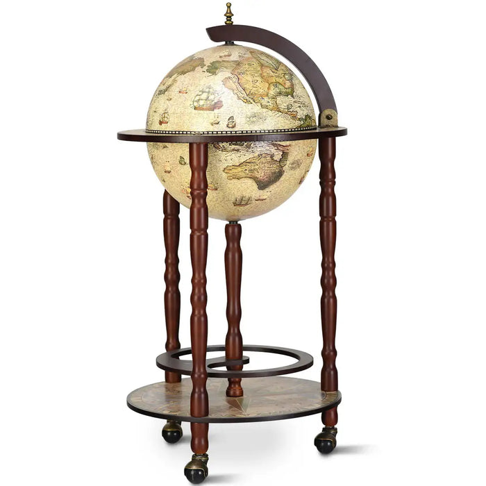 Italian-Style Globe Wine Rack – Antique Wooden Bar Cabinet | Hand-Painted Map Design COSTWAY - Little and Giant Explorers Costway