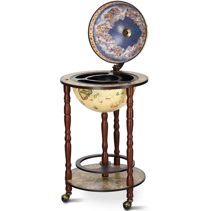 Italian-Style Globe Wine Rack – Antique Wooden Bar Cabinet | Hand-Painted Map Design COSTWAY - Little and Giant Explorers Costway