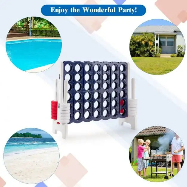 Jumbo 4-to-Score Giant Game Set in Dark Blue - Little and Giant Explorers Costway