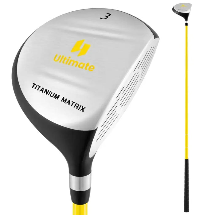 Junior #3 Fairway Wood Yellow | Aluminum Alloy Head with Fiberglass Shaft - Little and Giant Explorers Costway