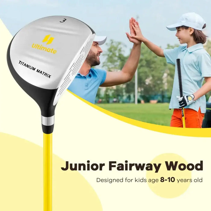 Junior #3 Fairway Wood Yellow | Aluminum Alloy Head with Fiberglass Shaft - Little and Giant Explorers Costway