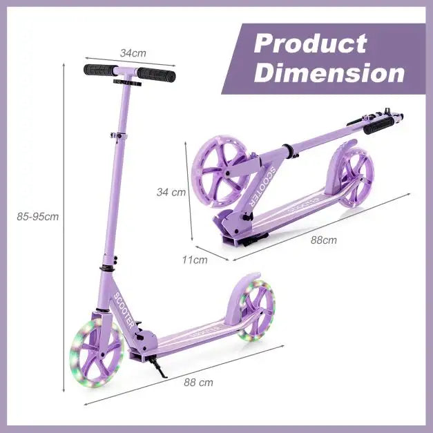 Kick Scooter - Purple | Adjustable Handlebar, 20cm Wheels and Foldable Design COSTWAY - Little and Giant Explorers Costway