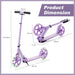 Kick Scooter - Purple | Adjustable Handlebar, 20cm Wheels and Foldable Design COSTWAY - Little and Giant Explorers Costway