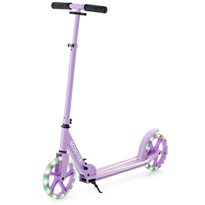 Kick Scooter - Purple | Adjustable Handlebar, 20cm Wheels and Foldable Design COSTWAY - Little and Giant Explorers Costway