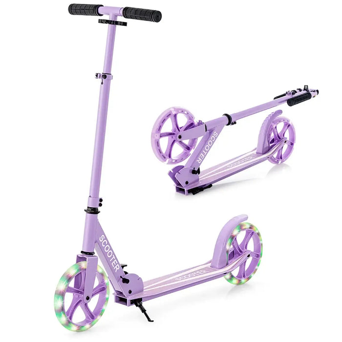 Kick Scooter - Purple | Adjustable Handlebar, 20cm Wheels and Foldable Design COSTWAY - Little and Giant Explorers Costway
