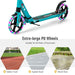 Kick Scooter - Turquoise | Adjustable Height, Suspension and LED Wheels - Adults and Teens COSTWAY - Little and Giant Explorers Costway