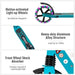 Kick Scooter - Turquoise | Adjustable Height, Suspension and LED Wheels - Adults and Teens COSTWAY - Little and Giant Explorers Costway