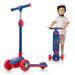 Kick Scooter with Extra Wide Deck - Blue | LED Light-Up Wheels - 3-Wheel Design COSTWAY - Little and Giant Explorers Costway