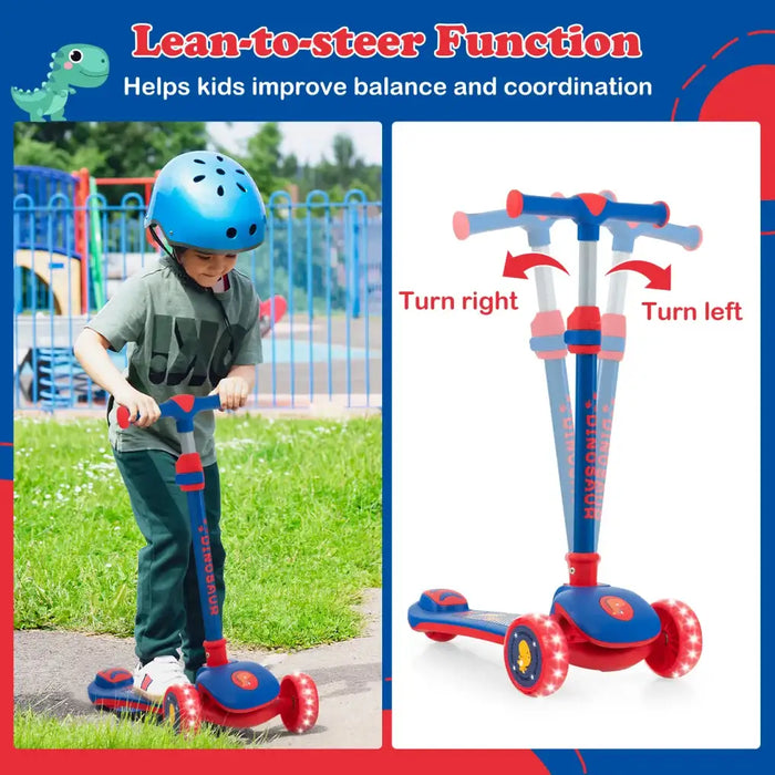 Kick Scooter with Extra Wide Deck - Blue | LED Light-Up Wheels - 3-Wheel Design COSTWAY - Little and Giant Explorers Costway