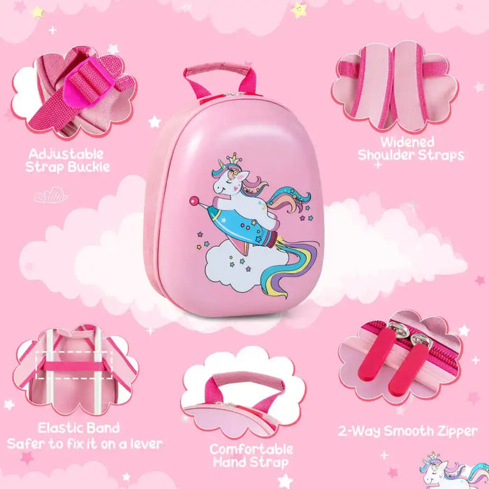 Kids 2-Piece Luggage and Backpack Set – Pink Unicorn-Design | Travel Trolley Case COSTWAY - Little and Giant Explorers Costway