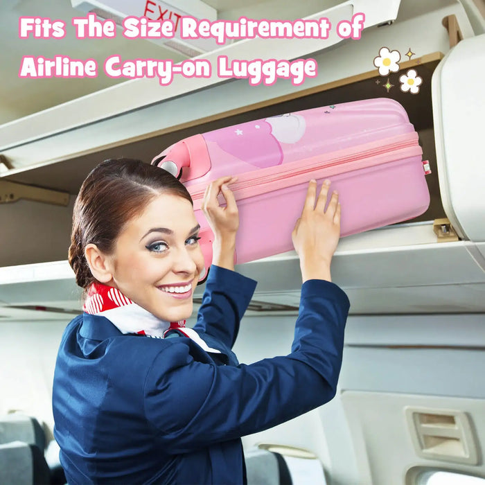 Kids 2-Piece Luggage and Backpack Set – Pink Unicorn-Design | Travel Trolley Case COSTWAY - Little and Giant Explorers Costway