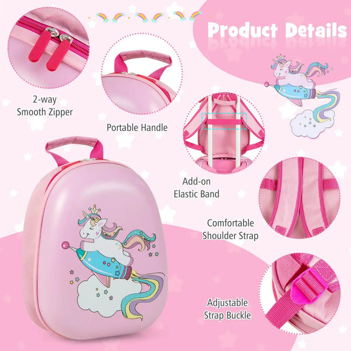 Kids 2-Piece Luggage and Backpack Set – Pink Unicorn-Design | Travel Trolley Case COSTWAY - Little and Giant Explorers Costway