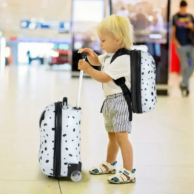 2-Piece Kids Luggage Set | Dalmatian Design with Hardshell Construction - Little and Giant Explorers Costway