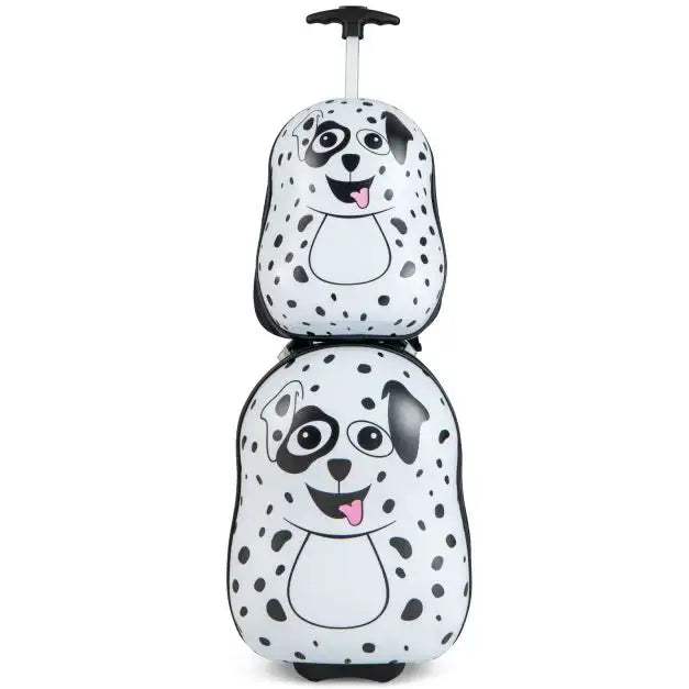 2-Piece Kids Luggage Set | Dalmatian Design with Hardshell Construction - Little and Giant Explorers Costway