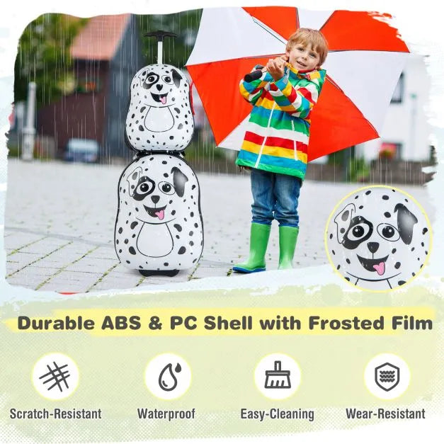 2-Piece Kids Luggage Set | Dalmatian Design with Hardshell Construction - Little and Giant Explorers Costway