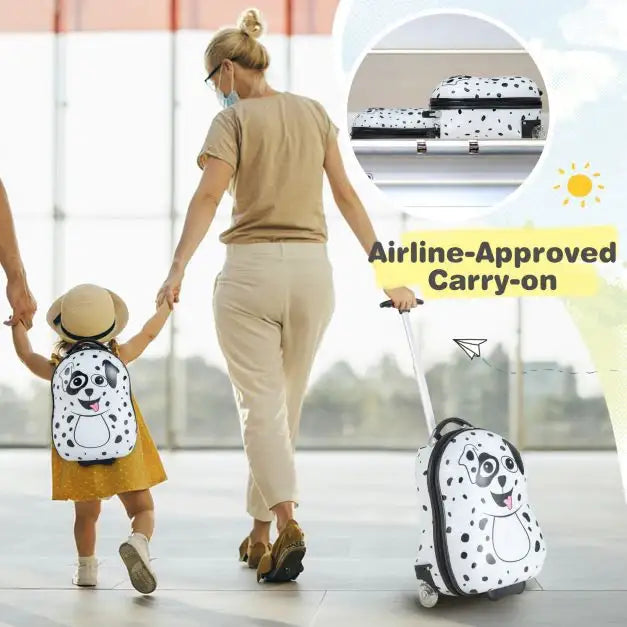 2-Piece Kids Luggage Set | Dalmatian Design with Hardshell Construction - Little and Giant Explorers Costway