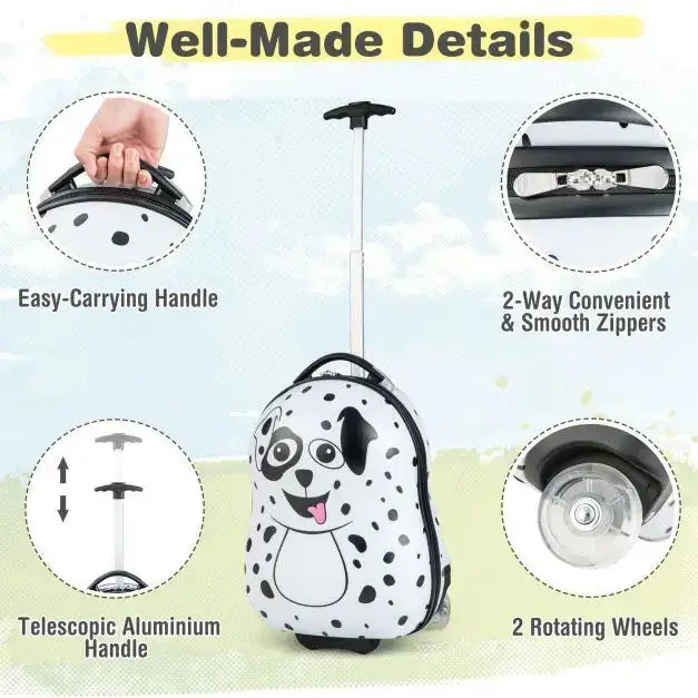 2-Piece Kids Luggage Set | Dalmatian Design with Hardshell Construction - Little and Giant Explorers Costway